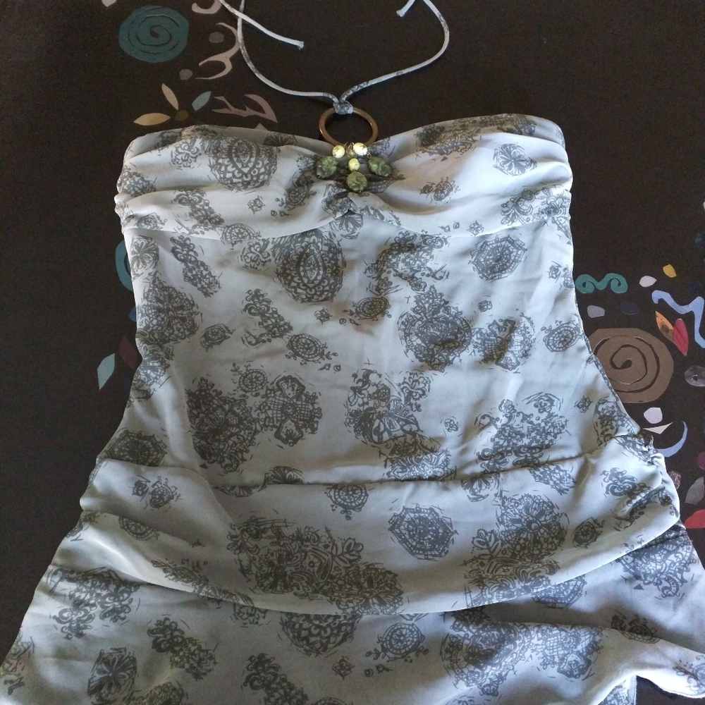 Light green Studio Y brand top with jeweled detail size small